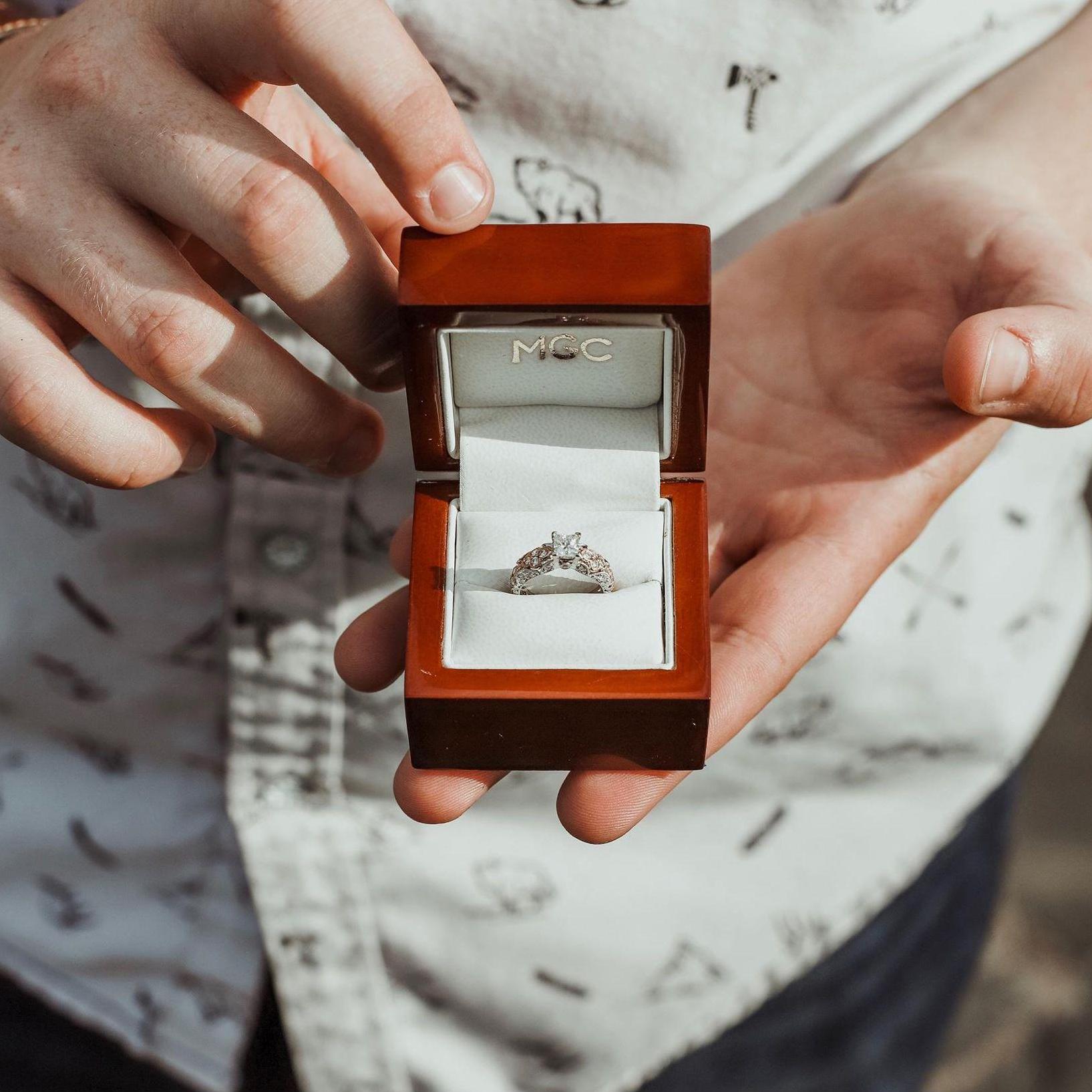 Close up of the ring in the box