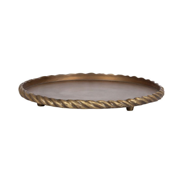 Kate and Laurel Trenza Round Footed Metal Tray