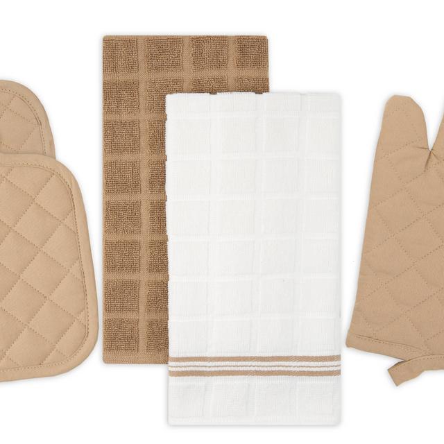 Mainstays, 5 Pack, Kitchen Towel, Oven Mitt & Pot Holder Kitchen Set, Gray