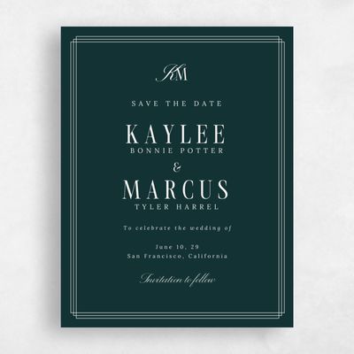 Dark Emerald, Green Wedding Save the Date - Mahogany Classic