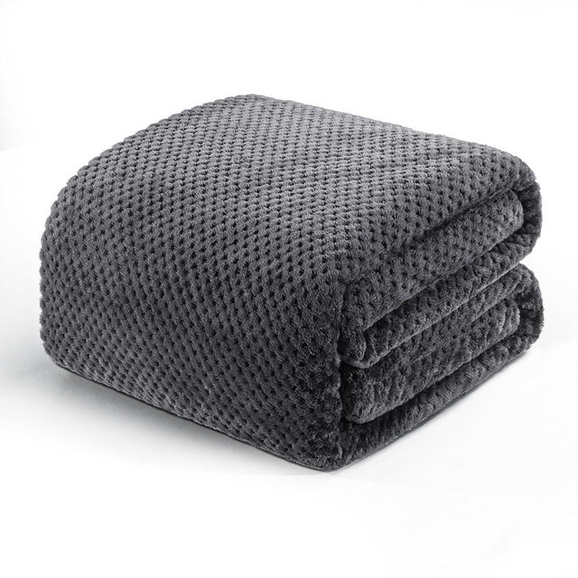 Exclusivo Mezcla Fleece Bed Blanket King Size, Super Soft and Warm Blankets for Couch, Sofa and Bed Waffle Textured, Cozy, Fuzzy and Lightweight (Dark Grey, 90x104 Inches)