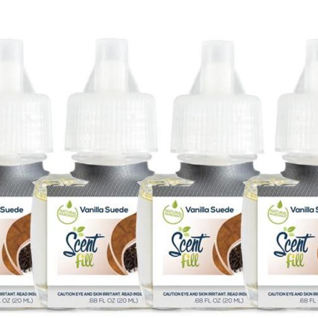 Scent Fill Vanilla Suede Plug in Air Freshener Refills, 4 Scented Oil Refills