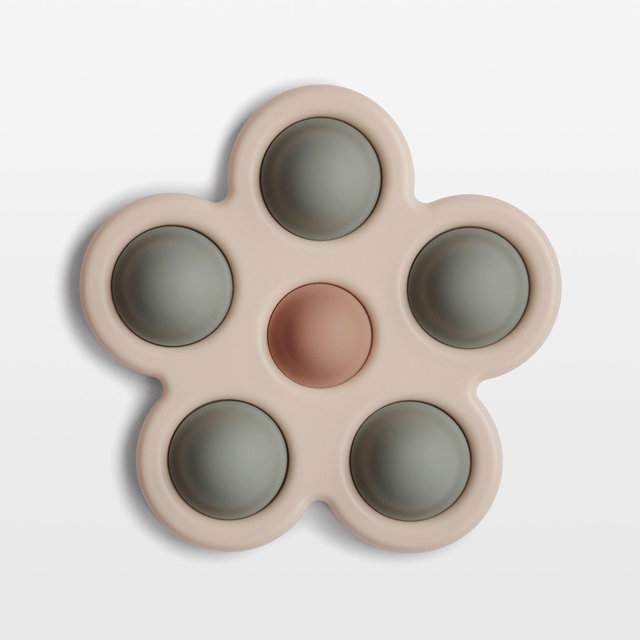 Mushie Silicone Green Flower Baby Press Toy