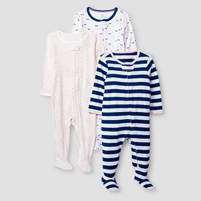 Baby Girls' 3 Pack Sleep N' Play Cat & Jack™ - Pink/Navy 3-6M