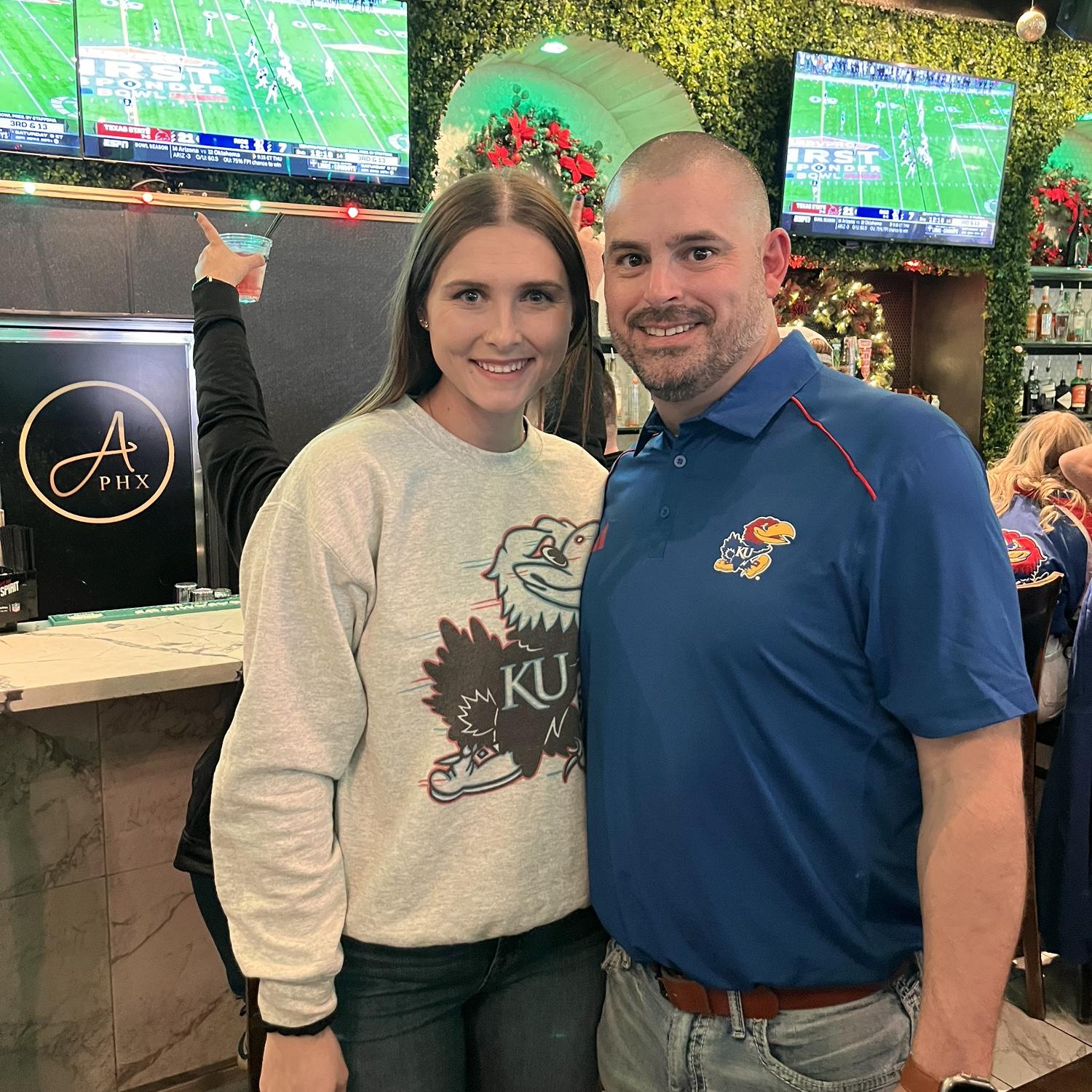 Jordan's first KU game! While it wasn't Lawrence, they couldn't complain about a bowl game in Phoenix with a Big and Baby Jay sighting!
(2023)