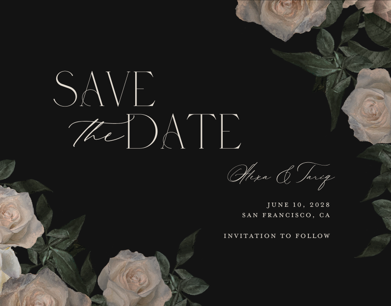 Poet Landscape | Black | Zola Save The Dates