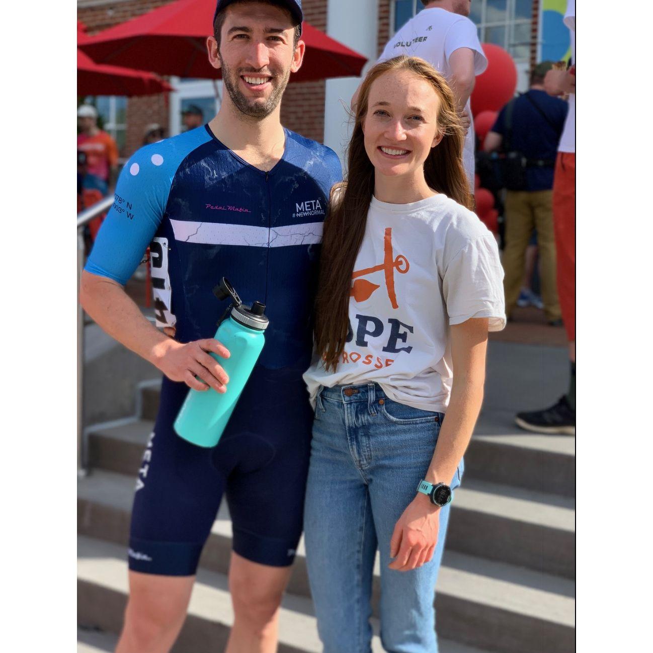 During a few months of long-distance, Alana surprised Alex for his birthday in DC and went to a local bike race.