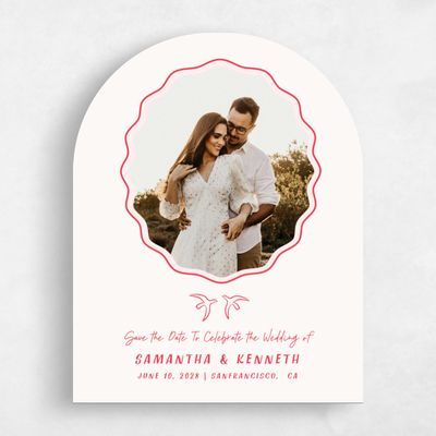 Red Arch Wedding Save the Date - Mare Photo