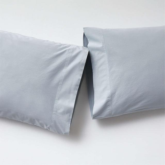 Organic Cotton Mist Blue Standard Pillowcases, Set of 2