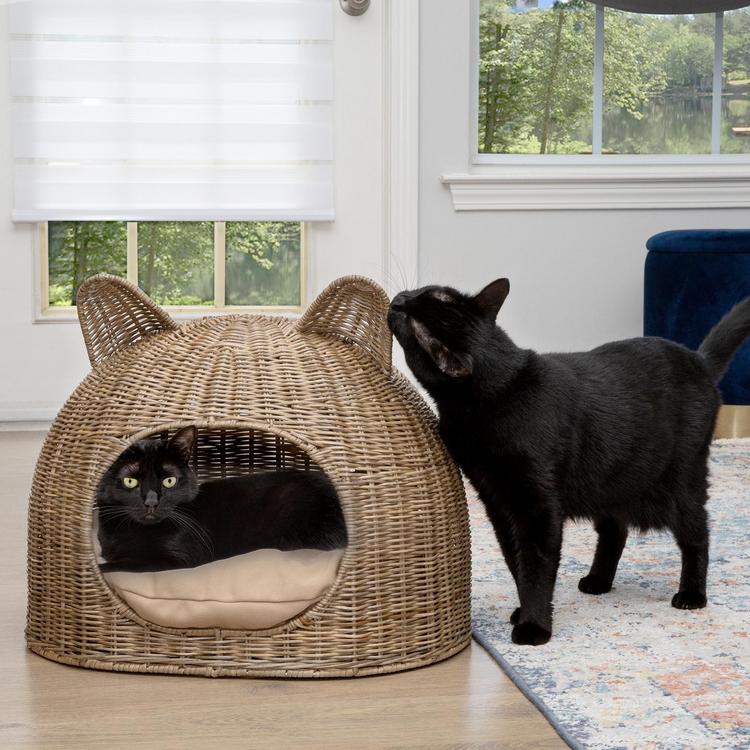The Licker Store, Cat Ear Coastal Handwoven Rattan Cat Bed with