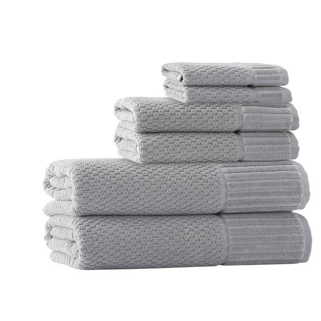 6pc Timaru Turkish Cotton Bath Towel Set Silver - Enchante Home
