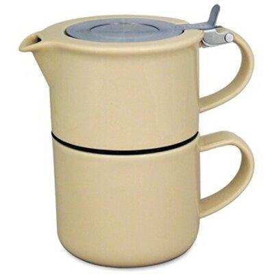 FOR LIFE Beige Cafe Style Porcelain Tea for One Set with Infuser