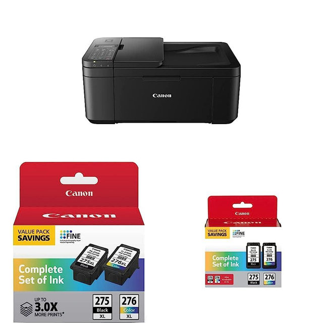 Canon PIXMA TR4720 All-in-One Wireless Printer Home use & Canon PG-275 XL/CL-276 XL Value Pack & Canon PG-275/CL-276 Multi Pack, Compatible to PIXMA TS3520