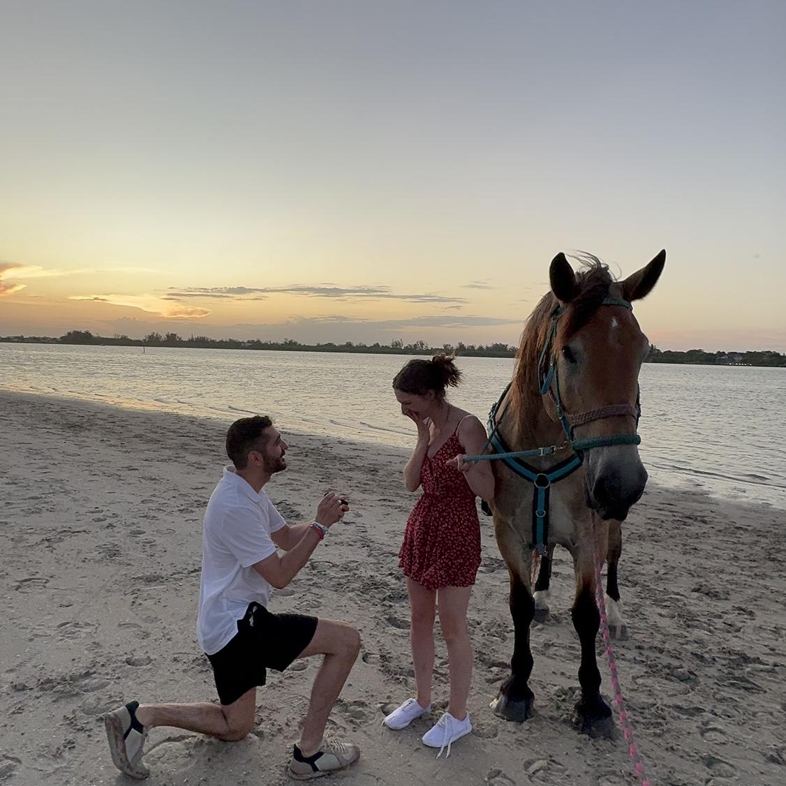 Our proposal! A sunset horseback ride through the ocean made for an unforgettable time.