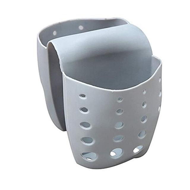 Grocery House Sponge Sink Holder, Hanging Silicone Kitchen Gadget Storage Organizer, Baskets Drain Bag (Gray)
