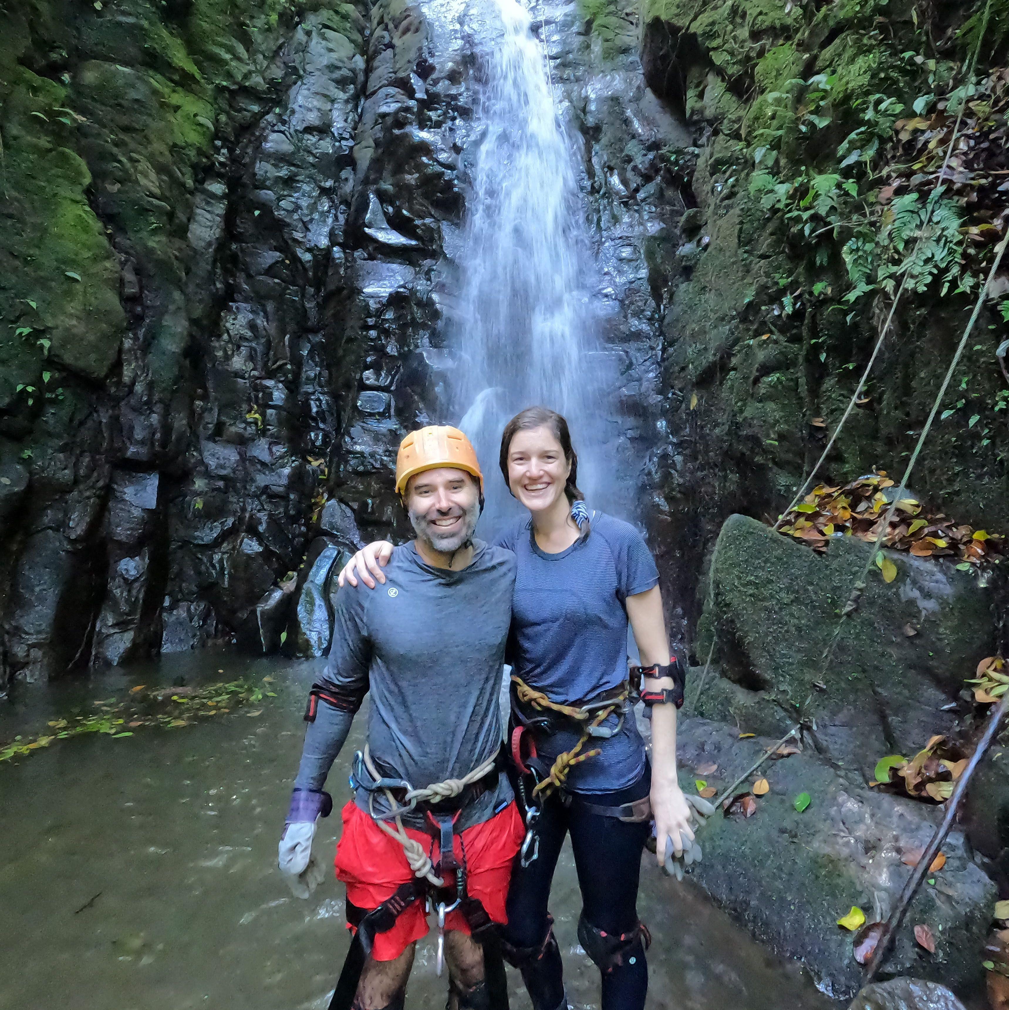 Our first trip together, Tony convinced me to repel down waterfalls. My first and last time. Costa Rica