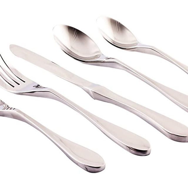 Knork Original Cutlery Utensils Flatware Set, 20 Piece, Gloss Silver