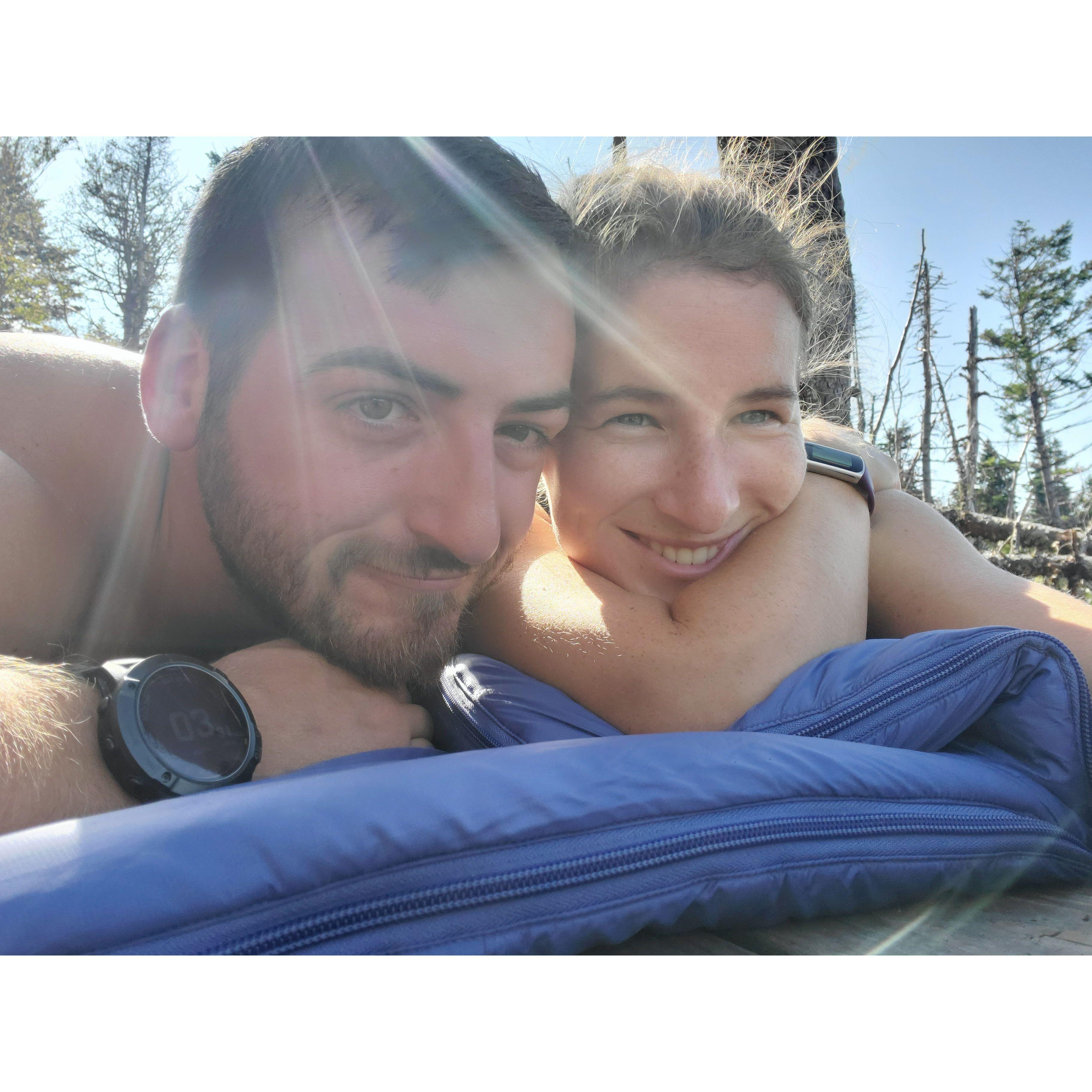 First backpacking trip together! We camped on a tent platform at the Naumann Tent site. We hiked, Mt. Jackson, Mt. Pierce, Mt. Eisenhower, Mt. Avalon, Mt. Tom, Mt. Field & Mt. Willey. Fun trip!