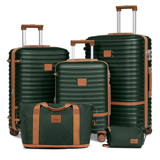 Joyway Luggage Set 3 Piece Suitcase Sets with Spinner Wheel,Lightweight Hardside Expandable Travel Laggage with TSA Lock (20/24/28 Green brown NEW