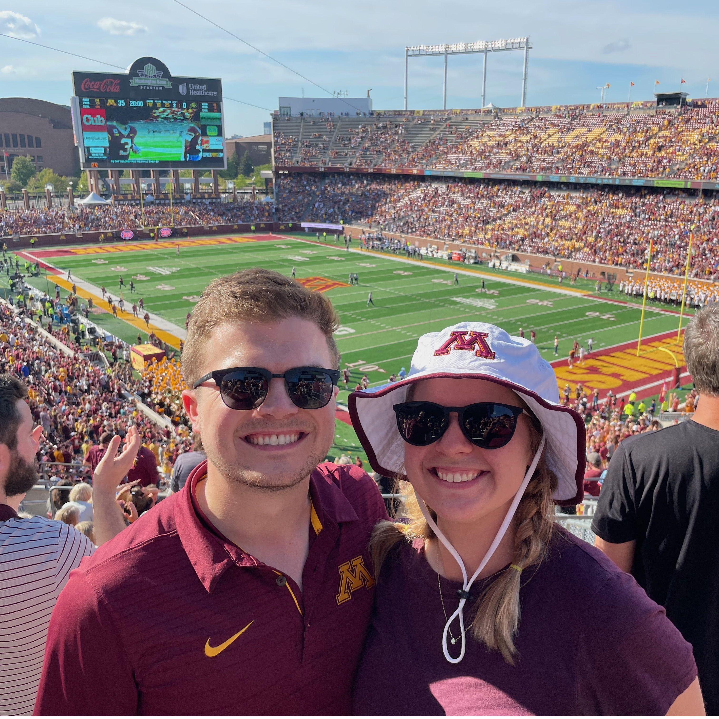 Abbie's first Gopher football game (Bryan's alma mater)