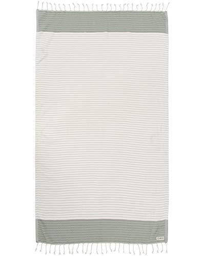 Sand Cloud Large Turkish Beach Towel - Peshtemal Cotton - Great for Beach Bath or as a Blanket - As Seen on Shark Tank - Letoon (Sage)