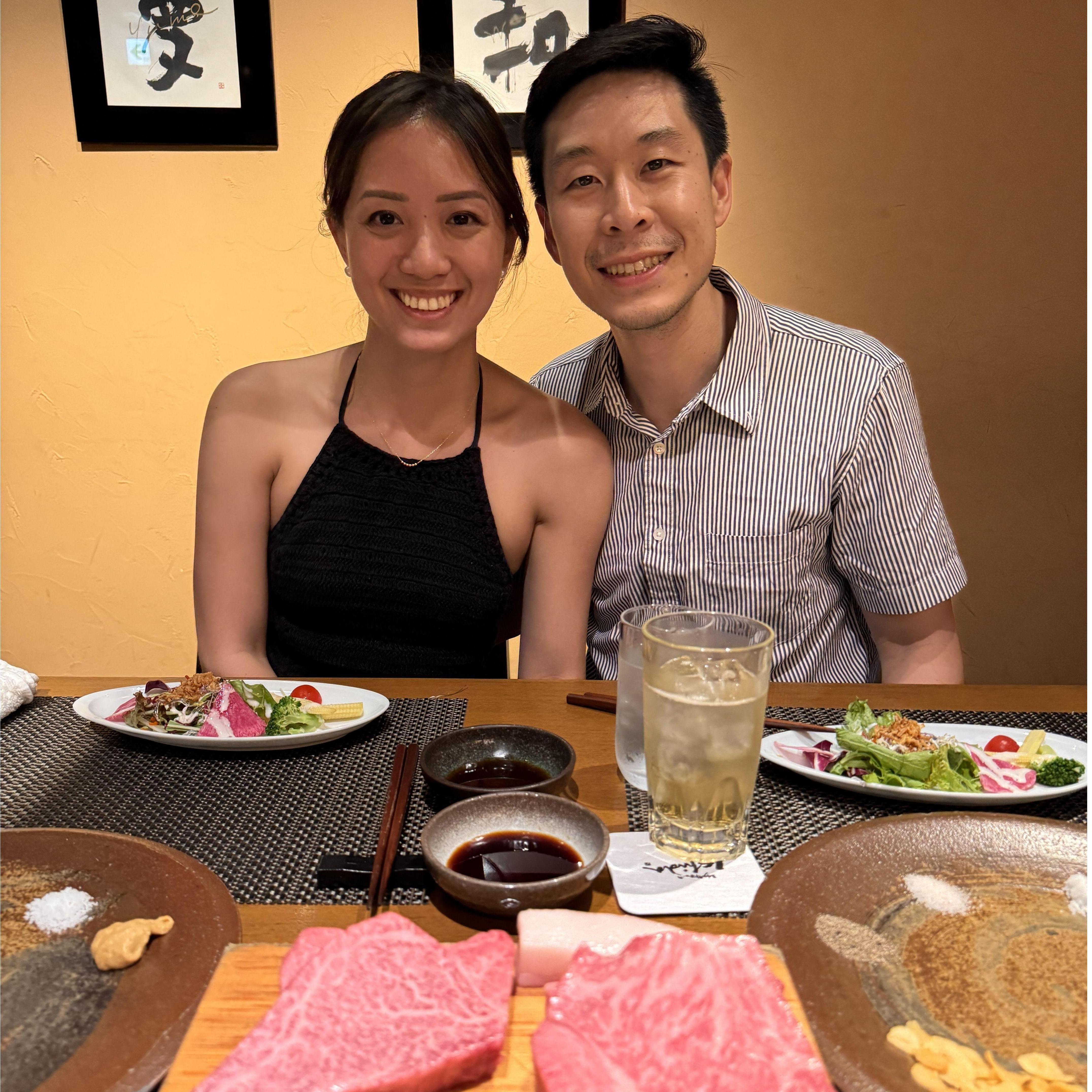Kobe for our 4th anniversary dinner in Kobe, Japan