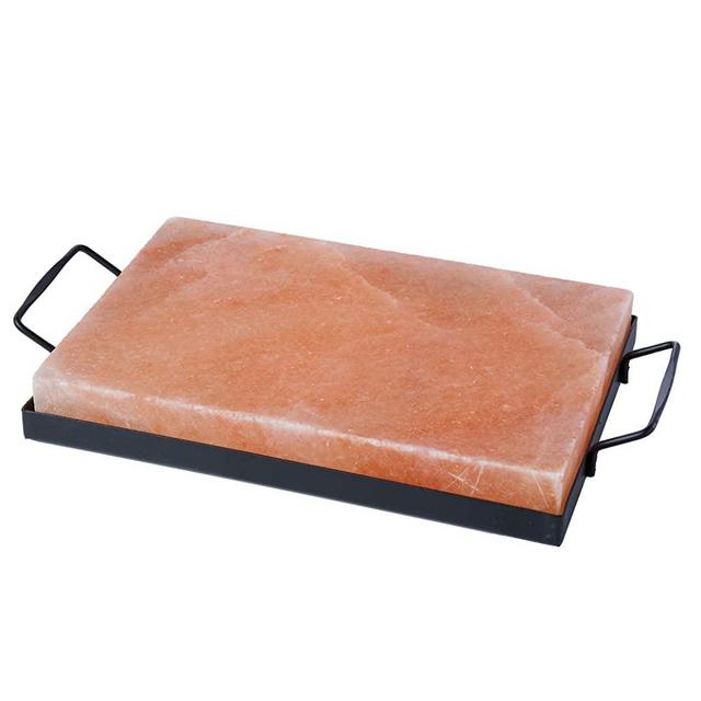 Focus Nutrition Pink Himalayan Salt Block Grilling Plate with Metal Grilling Tray for Cooking and Serving