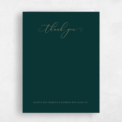 Emerald, Green Wedding Thank You - Colbie Type