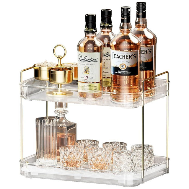 Seoneiro Whiskey Tray, Glass Cup Rack, Mug Holder, Coffee Cup Organizer, Bathroom Countertop Organizer Organizer with Drain Board Wine Glass Decorative Organizer, Food Tray, Kitchen Spice Rack