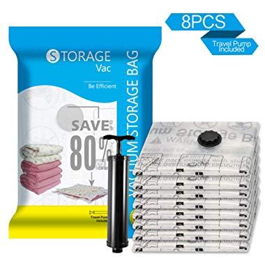 Premium Jumbo Vacuum Storage Bags 8 Pack (40"x30") Space Saver for Clothes Blankets Comforters Pillows-Travel Hand Pump Included
