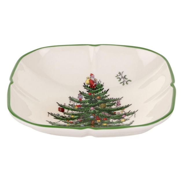 Spode Christmas Tree Sculpted Square Dish - 5.5 Inch
