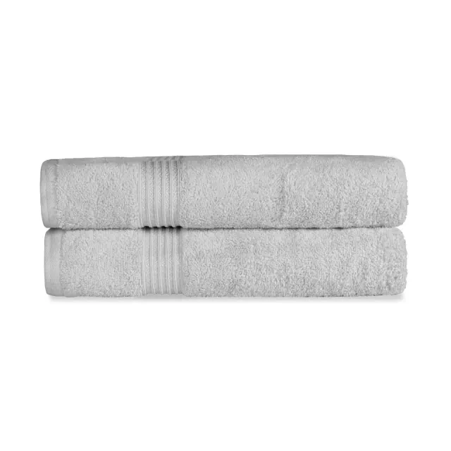 Premium Cotton Heavyweight Plush Highly-Absorbent Luxury Bath Sheet Set, Silver - Blue Nile Mills