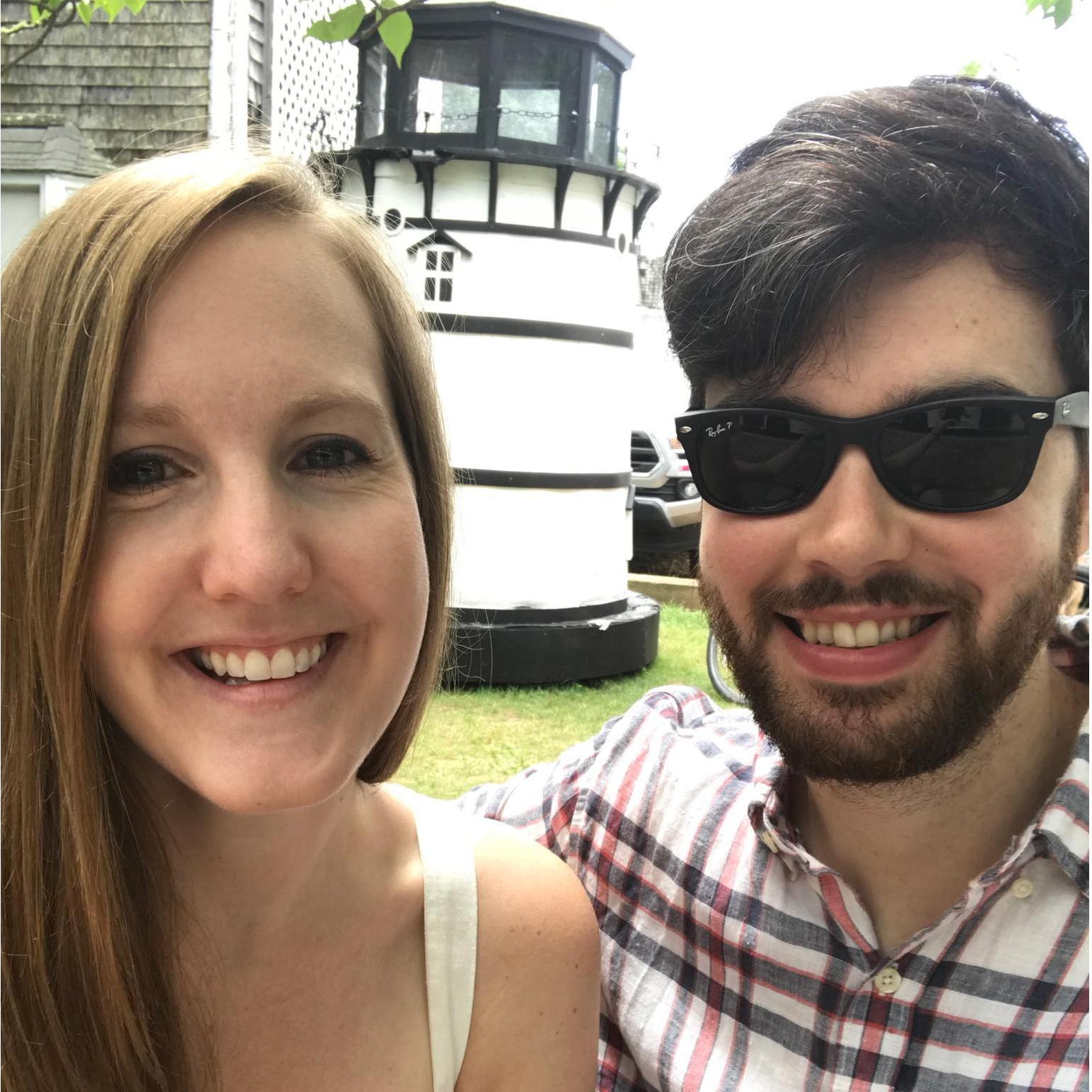 The second of many light houses on our adventures together (right outside Edgartown Town Hall, where we were officially married)
