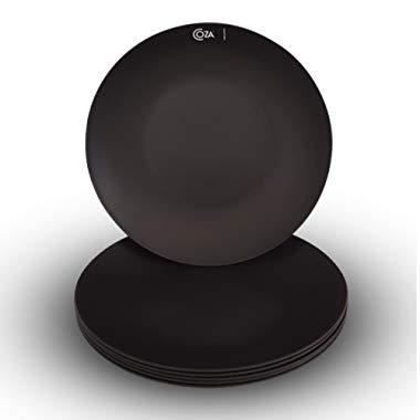 Coza Design- Unbreakable and Reusable Plastic Plate Set- BPA Free- Set of 6 (Black)