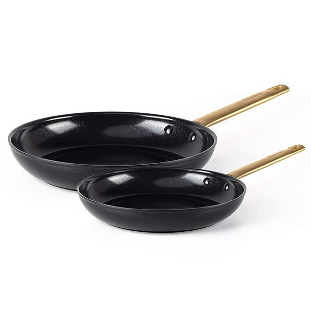 Greenpan Reserve 2-Piece Open Frypan Set, Black/Gold (8" & 10" Set)