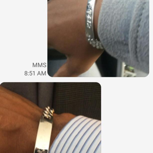 Matching bracelets for him and her With scriptures engraved.