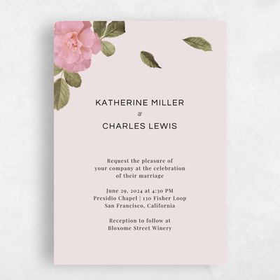 Light Blush, Pink Wedding Invitation - Woads Classic