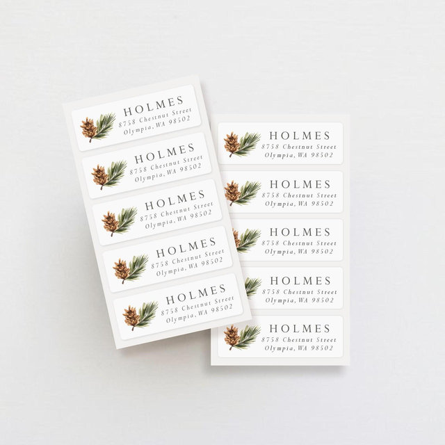 Pine Holiday Address Labels: Weatherproof Return Address Stickers (Set of 30)