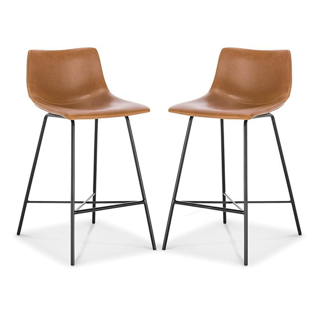 POLY & BARK Paxton 24” Counter Stool in Tan, Set of 2