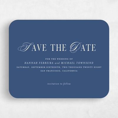Dark Cobalt, Blue Wedding Save the Date - Jalen Landscape