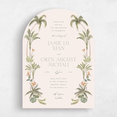 Beige Arch Wedding Invitation - Somrig Portrait