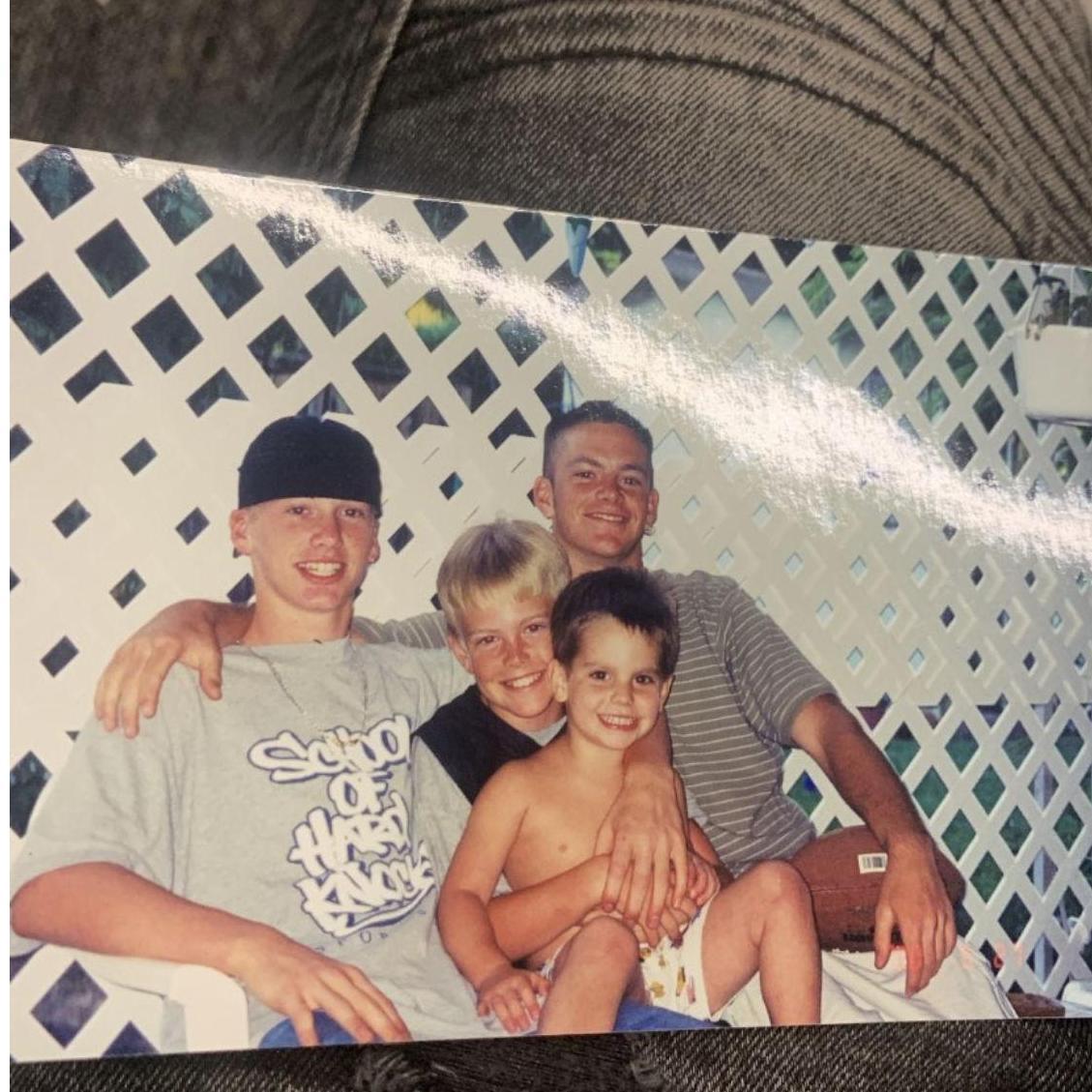 Jason with his uncles, Jason, Joey, and Johnny