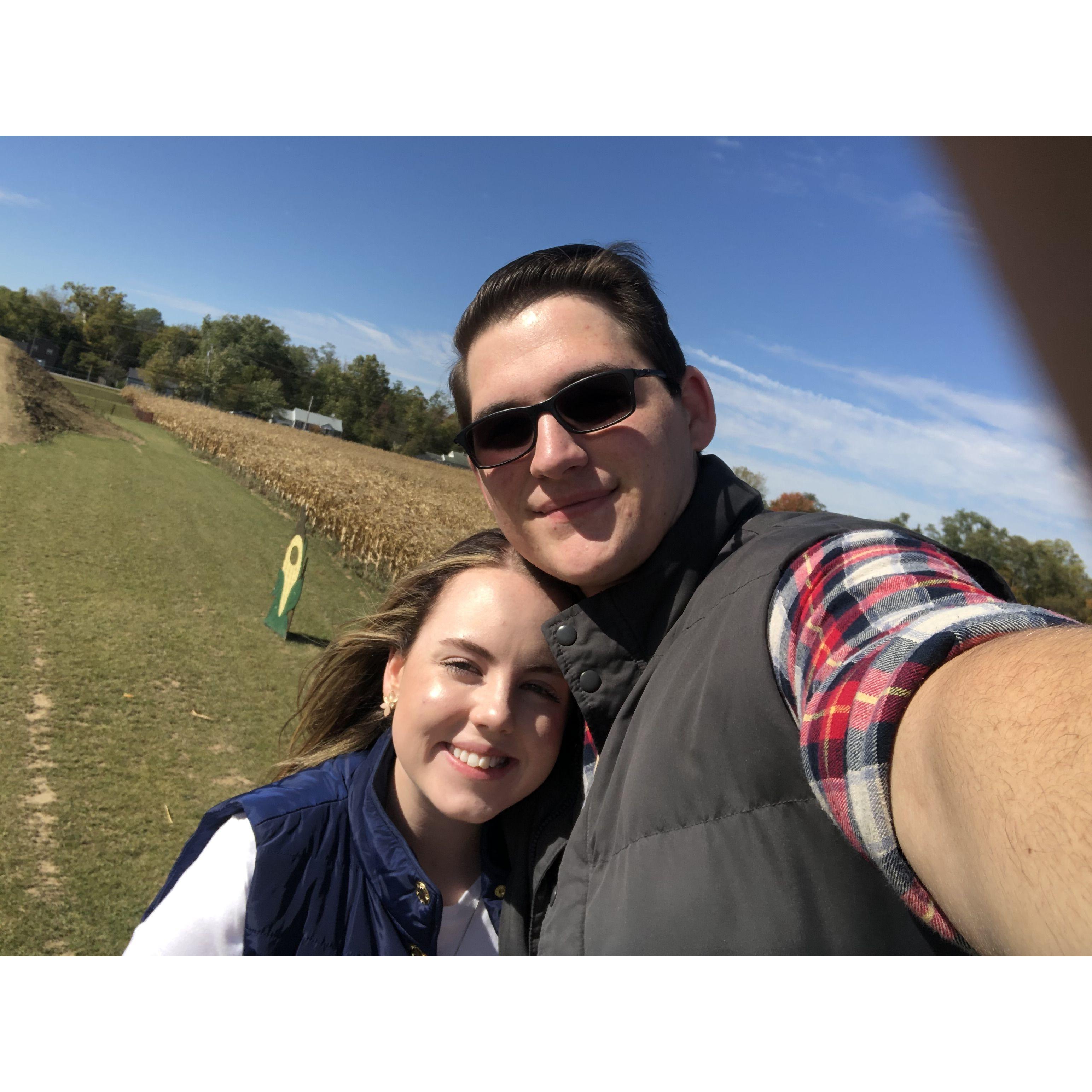 Enjoying a nice corn maze in the fall