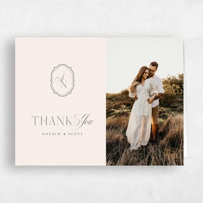 Linen, Beige Wedding Thank You - Korina Photo