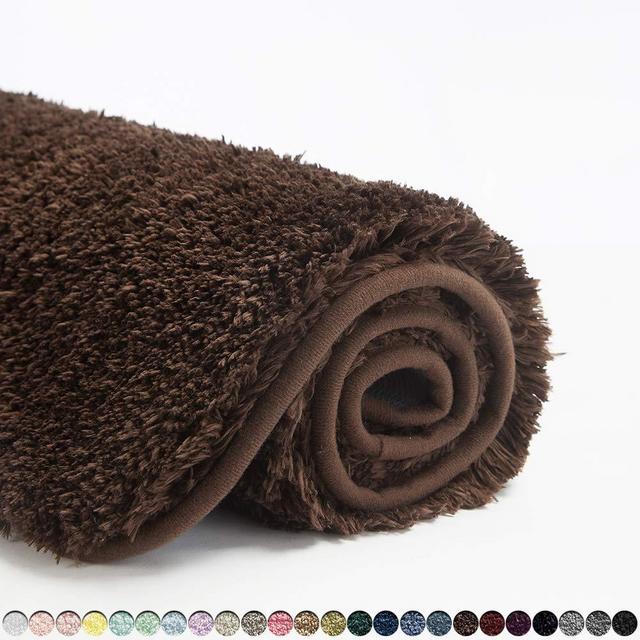 Suchtale Bathroom Rug Non Slip Bath Mat for Bathroom (16 x 24, Brown) Water Absorbent Soft Microfiber Shaggy Bathroom Mat Machine Washable Bath Rug for Bathroom Thick Plush Rugs for Shower