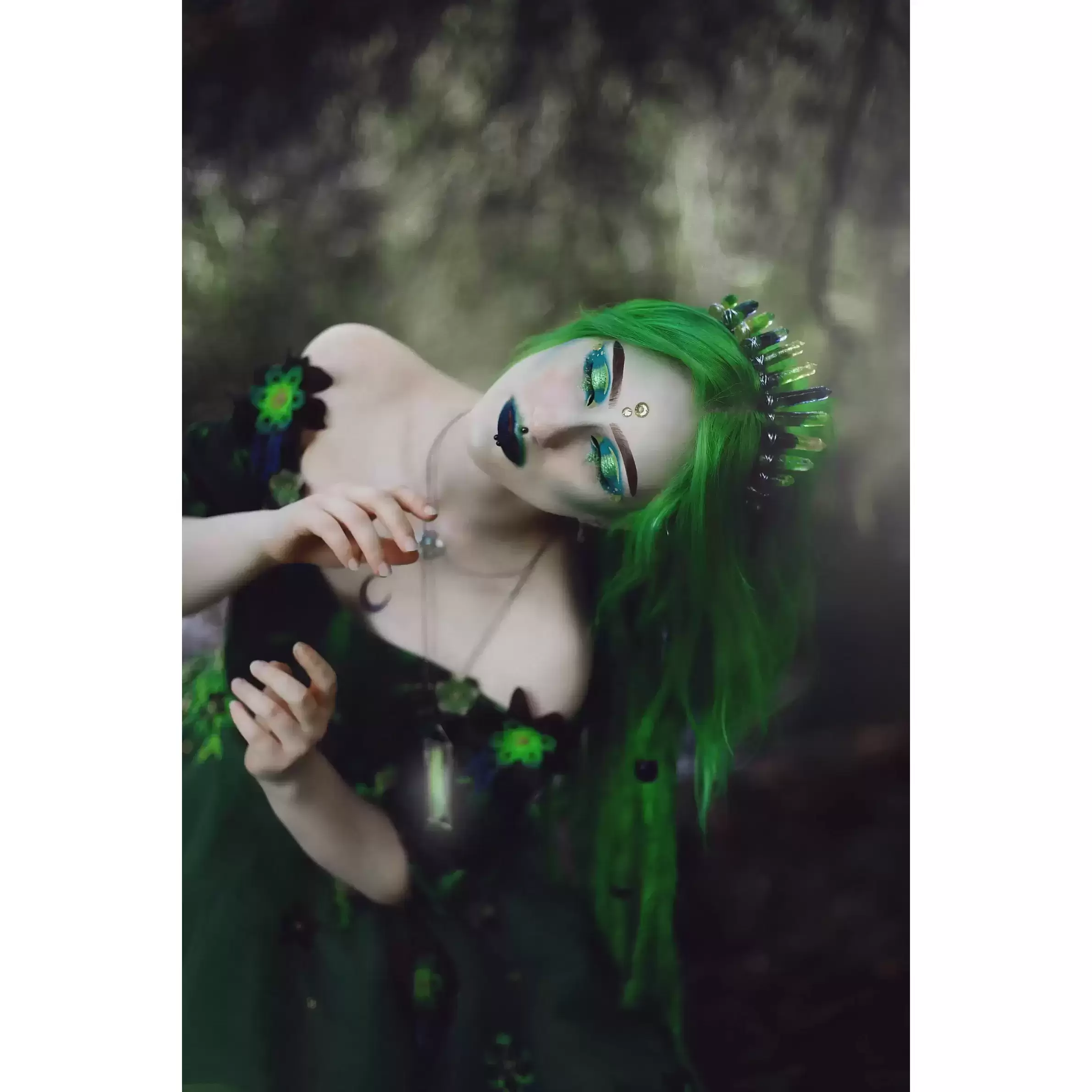 Green Witch with Resin Crystal Tiara