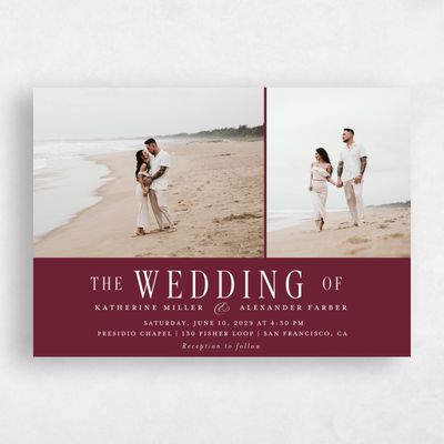 Wine, Red Wedding Invitation - Dove Multiphoto