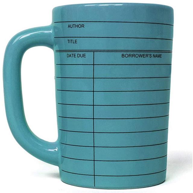 Out of Print Library Card Coffee Mug Blue