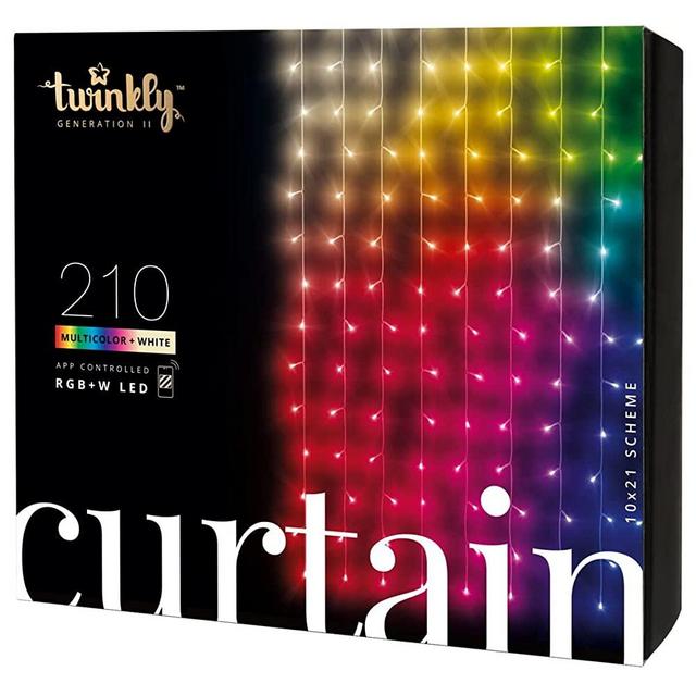 Twinkly Smart Decoration 210 LED Multicolor and White 5 x 7 Foot Indoor and Outdoor App Controlled Holiday Curtain Lights, Generation 2
