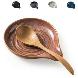 LAUCHUH Spoon Rest for Kitchen Counter, Ceramic Spoon Holder for Stove Top Large Utensil Rest Farmhouse Kitchen Gadgets for Ladle, Cooking Spoons, Spatula, Tongs, Christmas Decor, 5 inches, Red